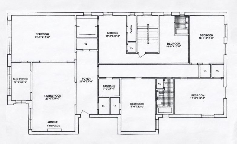 Floor plan for 5 beds, 2 baths, 2460 sqft